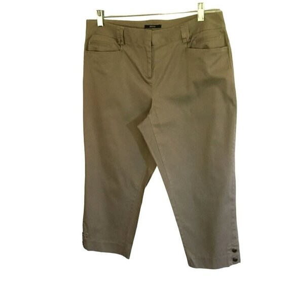 Style & Co Capris Stretch Khaki Tan Button Accents Women's Size 10 With Pockets - Picture 1 of 9